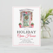 モダンクリスマスドアオープンホリデーハウスパーティー 招待状 (スタンド正面)