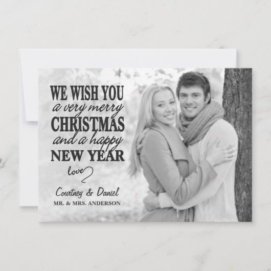 モダンクリスマスハンドレターフルフォトオーバーレイ シーズンカード (正面)