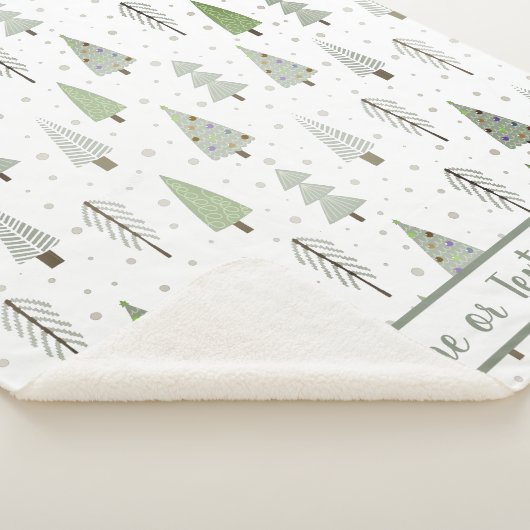 モダンクリスマスパインツリーズセージグリーンカスタム シェルパブランケット (3/4)