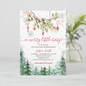 モダンクリスマスパインツリーズホリデーパーティー招待状 招待状 (スタンド正面)