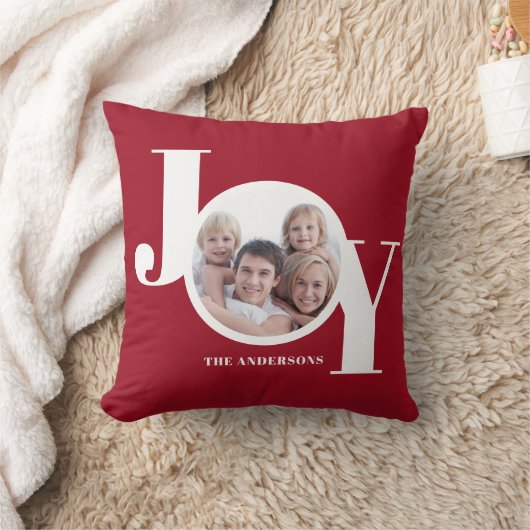 モダンクリスマスパーソナライズされたの写真赤 クッション (ブランケット)
