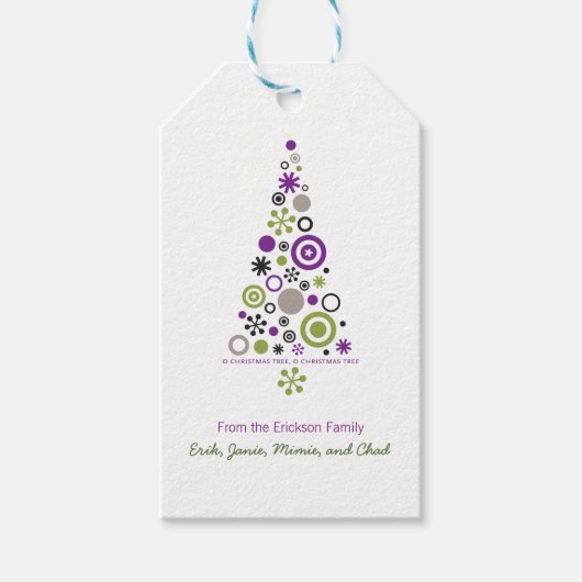 モダンクリスマスパーソナライズされたの木 ギフトタグ (正面)
