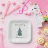 モダンクリスマスパーソナライズされたツリー緑 ペーパープレート (パーティー)