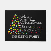 モダンクリスマスパーソナライズされたツリー ドアマット (正面)