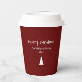 モダンクリスマスパーティーシンプルエバーグリーンレッド 紙コップ (裏面)