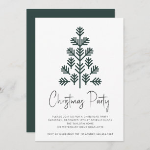 モダンクリスマスパーティーツリーグリーン招待状 シーズンカード