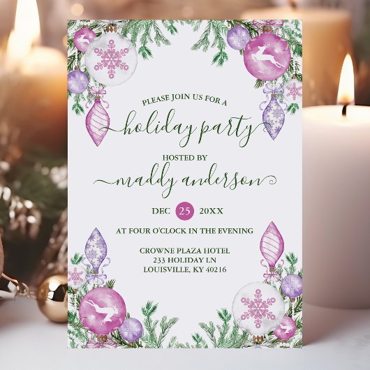 モダンクリスマスパーティーピンク紫の水色 シーズンカード