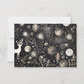 モダンクリスマスパーティーブラック金ゴールドフェスティバルホリデー 出欠カード (裏面)