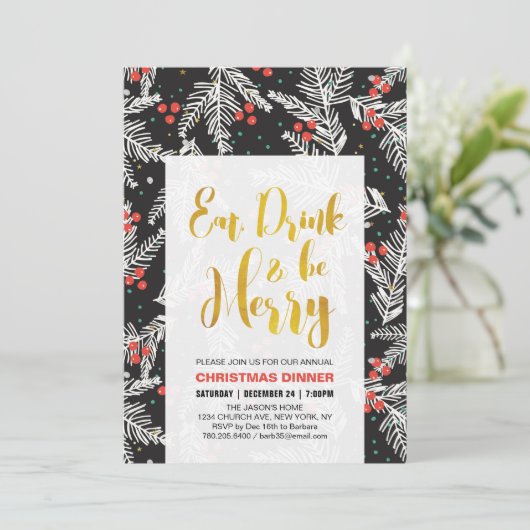 モダンクリスマスパーティーホリデーパーティー招待状 招待状 (スタンド正面)