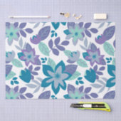 モダンクリスマスパープルティール（緑がかった色）フローラ休日 薄葉紙 (クラフト)