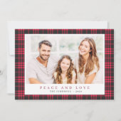 モダンクリスマスピンクブラックプレイドタータンチェックパターン シーズンカード (正面)