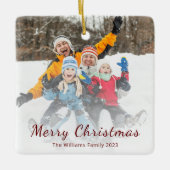 モダンクリスマスファミリー写真フェスティバル セラミックオーナメント (正面)