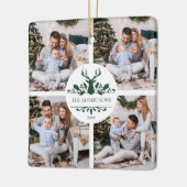 モダンクリスマスファミリー5フォトコラージュ セラミックオーナメント (左)
