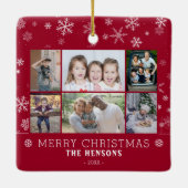 モダンクリスマスファミリー6フォトコラージュ セラミックオーナメント (裏面)