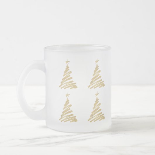 モダンクリスマスフェイクツリー金箔 フロストグラスマグカップ (左)