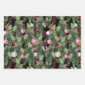 モダンクリスマスフェスティバル花柄 ラッピングペーパーシート (正面3)