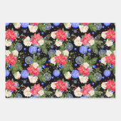 モダンクリスマスフェスティバル花柄 ラッピングペーパーシート (正面)