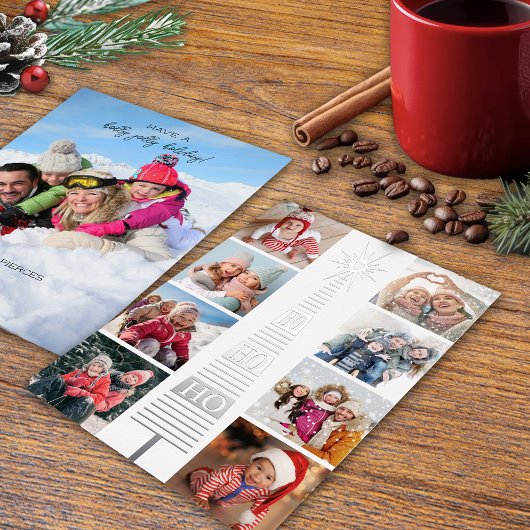モダンクリスマスフォトコラージフォイルホリデーカード 箔シーズンカード