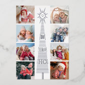 モダンクリスマスフォトコラージフォイルホリデーカード 箔シーズンカード (正面)