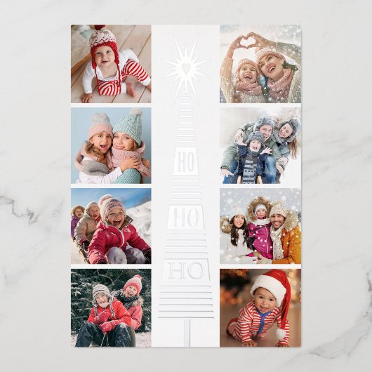 モダンクリスマスフォトコラージフォイルホリデーカード 箔シーズンカード (正面)
