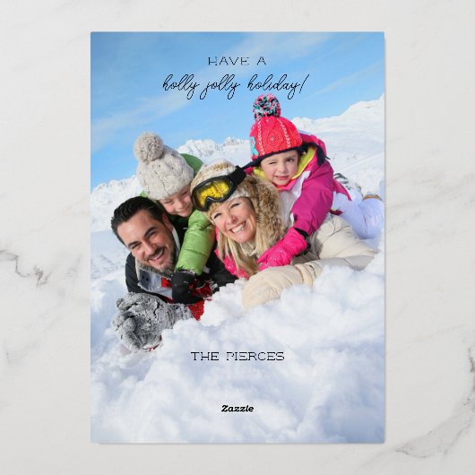 モダンクリスマスフォトコラージフォイルホリデーカード 箔シーズンカード (裏面)