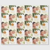 モダンクリスマスフォトパターンレモン ラッピングペーパー (フラット)