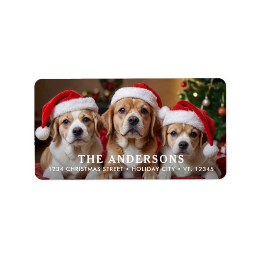 モダンクリスマスフォトパーソナライズされた差出人住所 ラベル (正面)