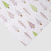 モダンクリスマスフォレストの木の赤面ピンクのパターン 薄葉紙 (詳細)