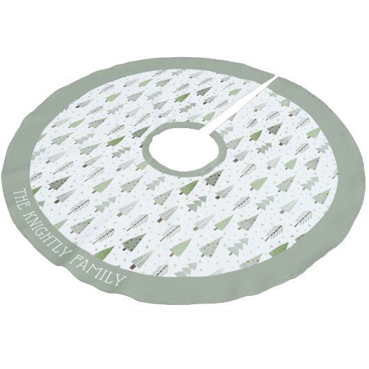 モダンクリスマスフォレストの木ブルーグリーン名Brus ブラッシュドポリエステルツリースカート (アングル)