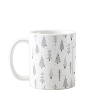 モダンクリスマスフォレストツリーズシルバーグレーモノグラム