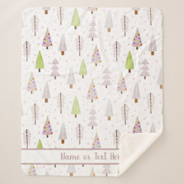 モダンクリスマスフォレストツリーズピンクマウーブ名 シェルパブランケット