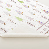 モダンクリスマスフォレストツリーズピンクマウーブ名 シェルパブランケット (3/4)