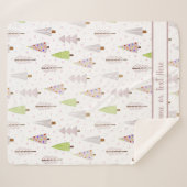 モダンクリスマスフォレストツリーズピンクマウーブ名 シェルパブランケット (正面(横))