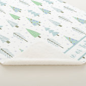 モダンクリスマスフォレストツリーズブルーグリーンカスタムシ シェルパブランケット (3/4)