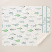 モダンクリスマスフォレストツリーズブルーグリーンカスタムシ シェルパブランケット (正面(横))