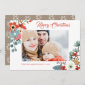 モダンクリスマスフラワーズ葉写真 シーズンカード (正面/裏面)