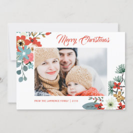 モダンクリスマスフラワーズ葉写真 シーズンカード
