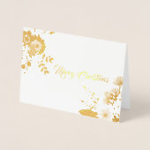 モダンクリスマスフラワーズ葉写真 箔カード (正面)