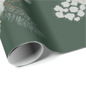 モダンクリスマスフローラの白いパターン ラッピングペーパー (ロールコーナー)