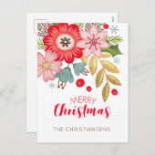 モダンクリスマスフローラはがき シーズンポストカード (正面/裏面)