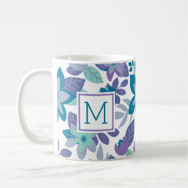 モダンクリスマスフローラティール（緑がかった色）パープルホリデー コーヒーマグカップ