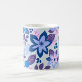 モダンクリスマスフローラブルーホリデー コーヒーマグカップ (中央)