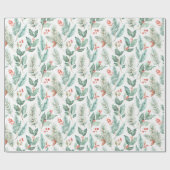 モダンクリスマスフローラ水の色パターン ラッピングペーパー (フラット)