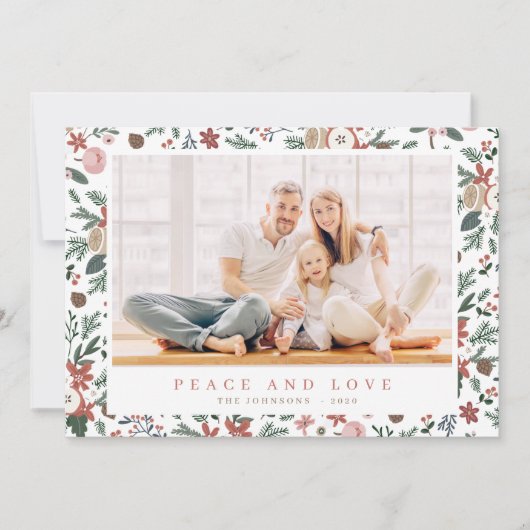 モダンクリスマスフローラ観葉植物模様 シーズンカード (正面)