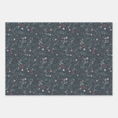 モダンクリスマスフローラ赤い緑の写真 ラッピングペーパーシート (正面2)