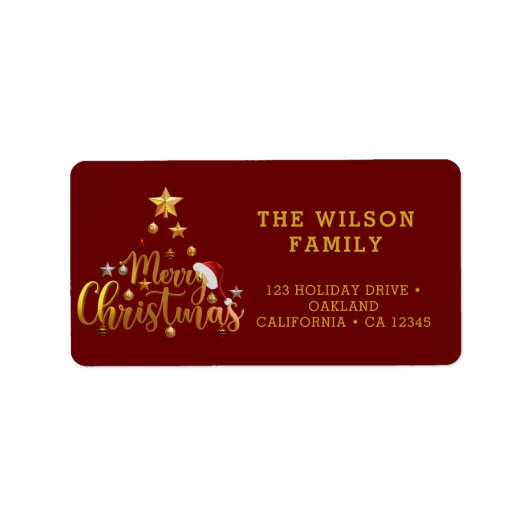 モダンクリスマスブライトレッドラベル ラベル (正面)