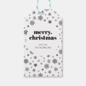 モダンクリスマスブラックとホワイトのスノーフレークのパターン ギフトタグ (正面)