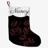 モダンクリスマスブラックレッドベリースリグ スモールクリスマスストッキング (正面)