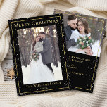 モダンクリスマスブラック金ゴールドの降雪2枚の写真 シーズンカード<br><div class="desc">モダンクリスマスブラック金ゴールド降雪2フォトホリデーカード</div>