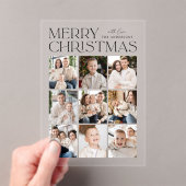 モダンクリスマスブラック9フォトコラージホリデー アクリル招待状 (インサイチュ (ポータブル))